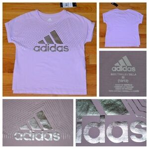 Youth girls Adidas logo t-shirt, size M 10/12 NWT